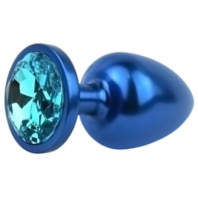 Jeweled Aluminum Anal Plug - Great for Temperature Play! Small Blue