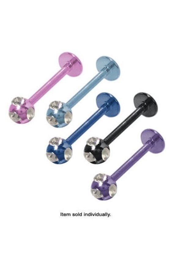 Jeweled Anodized Titanium Labret Monroe Lip Jewelry (16G - 10mm) - 5 Colors