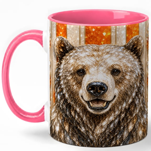 Jeweled Bear Coffee Mug, Woodland Animal Mug, Ceramic 11 oz