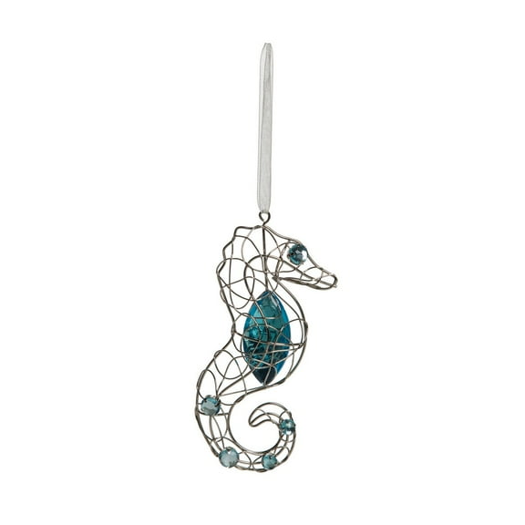 Jeweled Blue Seahorse Christmas Xmas Ornament