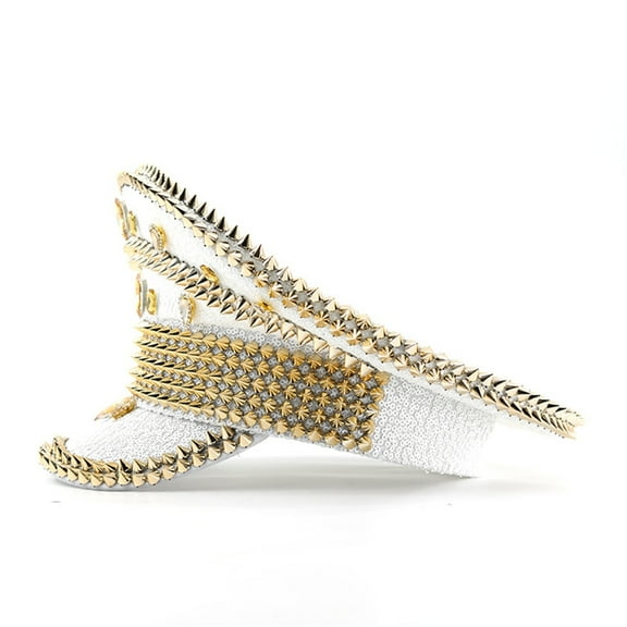 Jeweled Captain Hat Crystal Sequins Sailor Hat Party Hat for Live Show