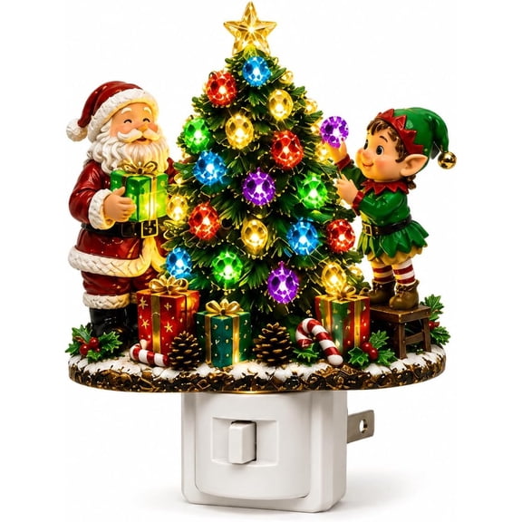 Jeweled Christmas Tree Plug-in Night Light, 3D Crystal Holiday Decor,1Pc | Festive LED Night Lamp with Gemstone Tree Design, Color Vintage Rhinestone Halloween Trees Wall Nightlight for Bedroom