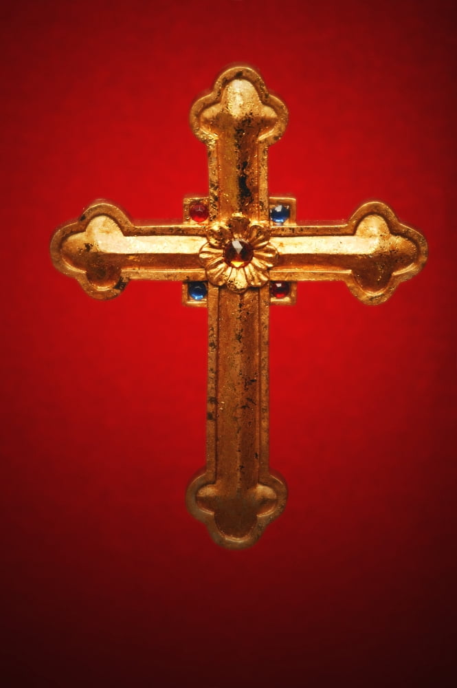 Jeweled Cross Canvas Art - Darren Greenwood Design Pics (22 x 34)