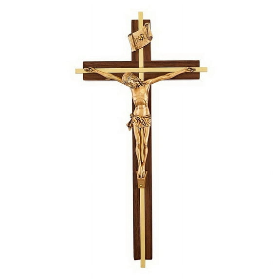 Jeweled Cross JC-7135-K Walnut Crucifix with Inlay