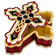Jeweled Cross Rosary Keepsake Box 3.25 Inches