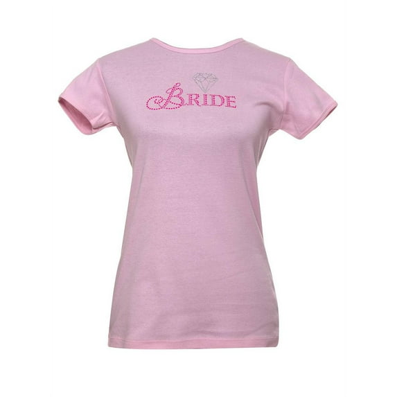 Jeweled Diamond Bride Womens Pink T-Shirt - Small
