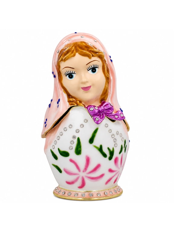 Jeweled Doll Trinket Box Figurine 4.75 Inches