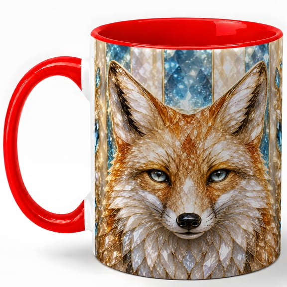 Jeweled Fox Coffee Mug, Woodland Animal Mug, Ceramic 11 oz