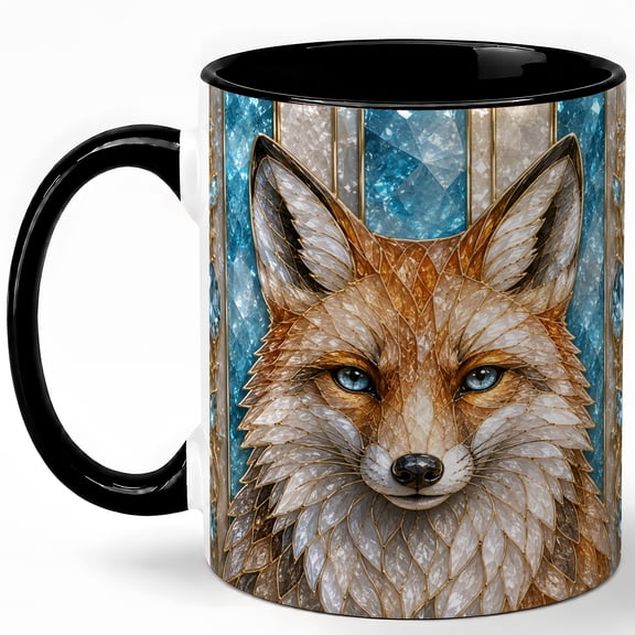 Jeweled Fox Coffee Mug, Woodland Fox Mug, Ceramic 11 oz