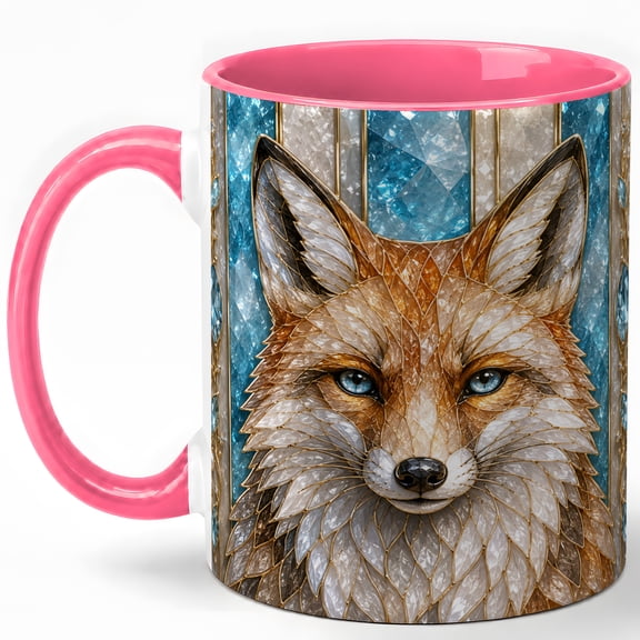 Jeweled Fox Coffee Mug, Woodland Fox Mug, Ceramic 11 oz