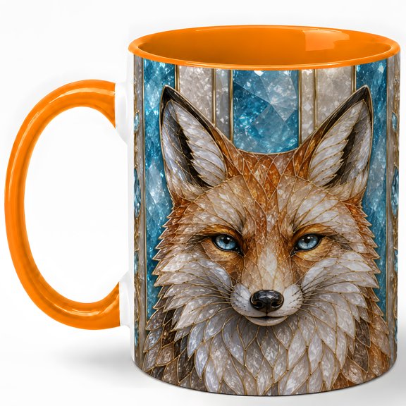 Jeweled Fox Coffee Mug, Woodland Fox Mug, Ceramic 11 oz