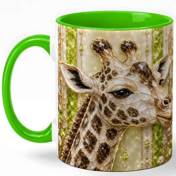 Jeweled Giraffe Coffee Mug, Safari Animal Mug, Ceramic 11 oz