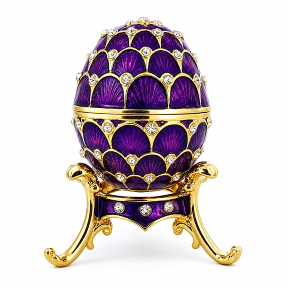 Golden Arches Purple Enamel Royal Inspired Imperial Easter Egg 2.25 Inches