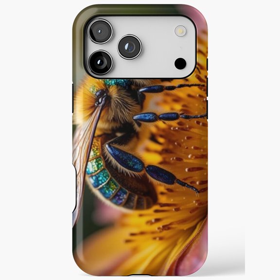 Jeweled Honey Bee Glass Art iPhone Case 17 11 12 13 14 15 16 Pro Max