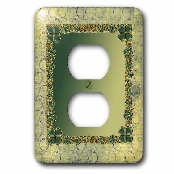 3dRose, Jeweled Look Four Leafed Clover on Circle Pattern Design, 2 plug outlet cover