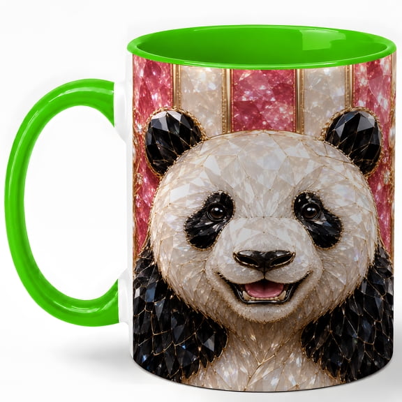 Jeweled Panda Coffee Mug, Panda Bear Mug, Ceramic 11 oz