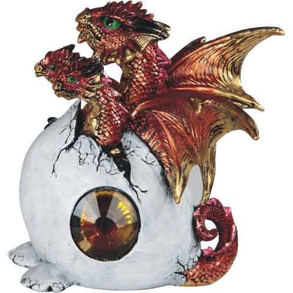 Jeweled Red Three-Headed Dragon Hatchling Statue by Medieval Collectibles