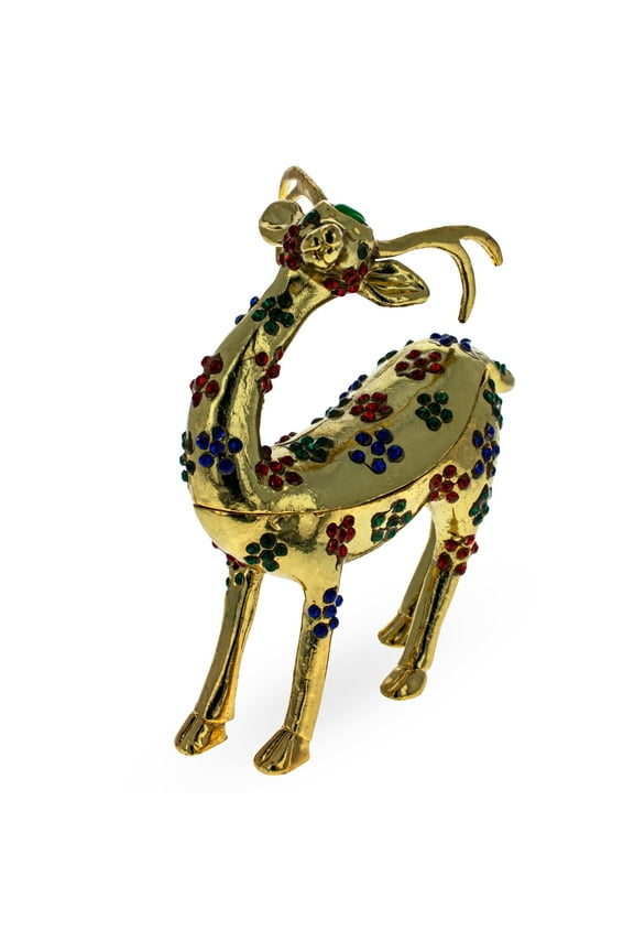 Jeweled Reindeer Trinket Box Figurine