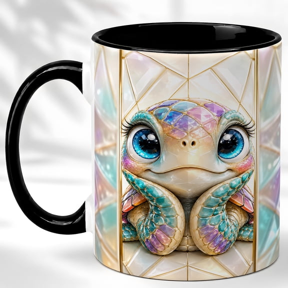Jeweled Turtle Coffee Mug, Fantasy Animal Mug, Ceramic 11 oz