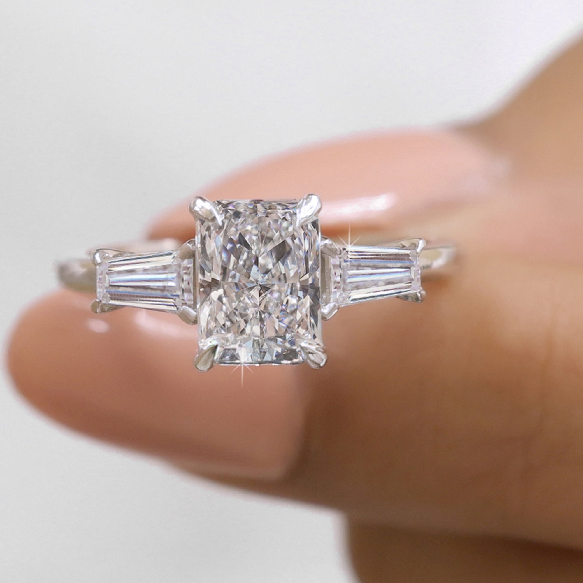 JEWELEGANT 2 Ct Elongated Radiant Cut Moissanite Engagement Ring - Wedding Ring for Women