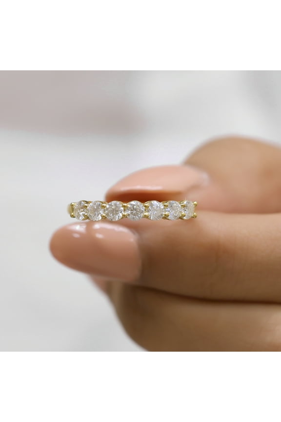 3.0 MM Round Cut Moissanite Diamond Band - Seven Stone Wedding Band - Wedding Gift, Bridal Set Band, Anniversary Gift