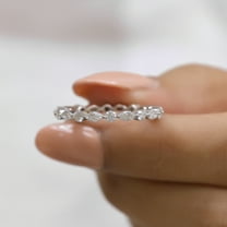 Jewelegant Marquise and Round Diamond Band - Moissanite Wedding Band - Floating Bubble Band, Stackable Full Eternity Band, Anniversary Gifts