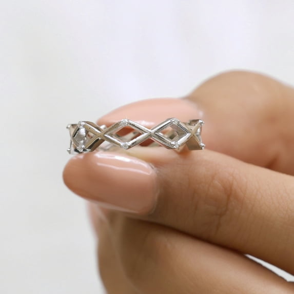 Jewelegant Moissanite Diamond Wedding Band - Unique Designed Matching Band - Comfort Fit Wedding Anniversary Ring Gift for Her