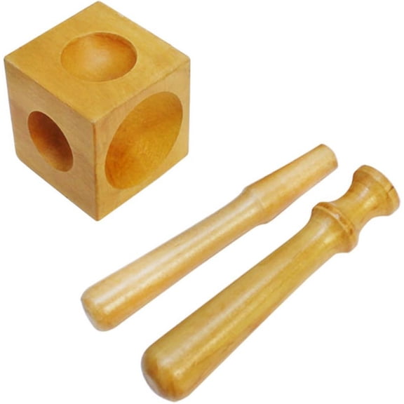 Jeweler Wood Dapping Forming 2" x 2" Block 2 Punches Hammer Doming Metal Shaping
