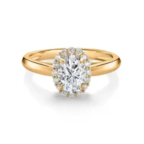 Jewelerix 1.30 CT Oval Cut Ring 10K Yellow Gold Moissanite Diamond Halo Engagement Ring for Women