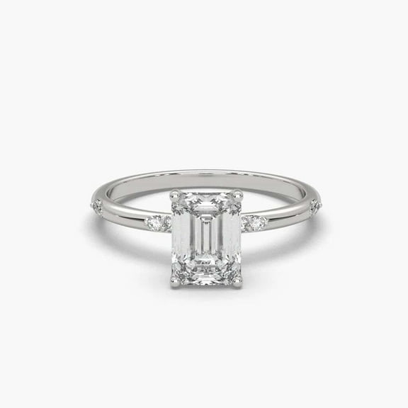 Jewelerix 1.50 CT Emerald Cut Ring Plated Rose Gold Moissanite Diamond Engagement Ring Comfort Fit Mother's Day Surprise Gift