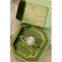 Jewelerix 1.50 CT Oval Halo Cut Diamond Ring Moissanite Engagement Ring Plated Rose Gold Ring Proposal Wedding Gift