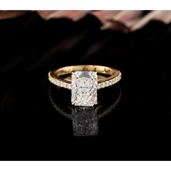 Jewelerix 1.50 CT Radiant Cut Ring Plated Yellow/Rose Gold Moissanite Diamond Ring Brilliant Wedding Gift For Women