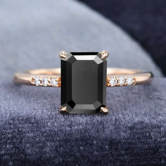 Jewelerix 1.50 CT Rose Gold Emerald Cut Ring Royal Moissanite Diamond Engagement Ring Proposal Promise Rings for Her