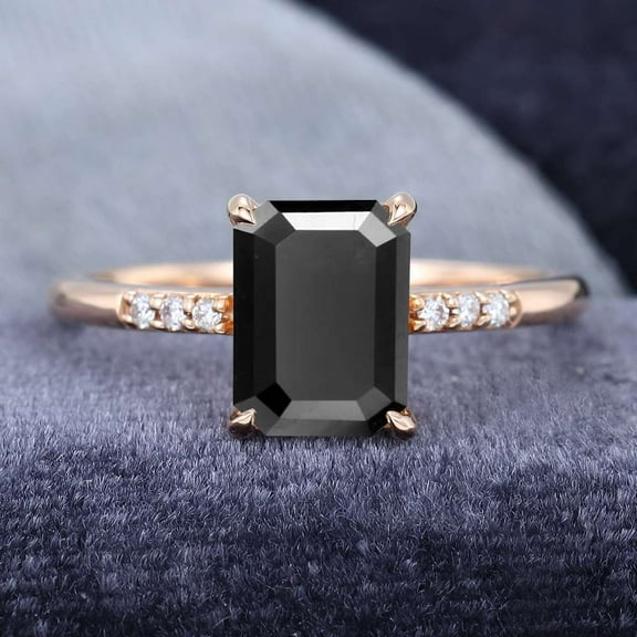 Jewelerix 1.50 CT Rose Gold Emerald Cut Ring Royal Moissanite Diamond Engagement Ring Proposal Promise Rings for Her