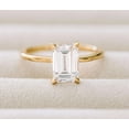 thumbnail image 1 of Jewelerix 1 CT Emerald Cut Ring 14K Plated Gold Moissanite Diamond Engagement Ring Classic Mother's Day Gift, 1 of 5