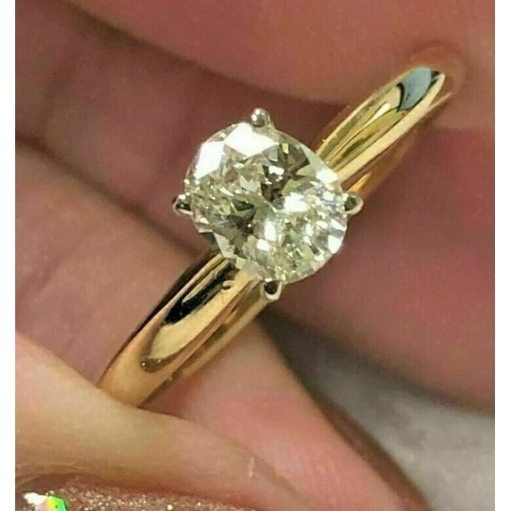 Jewelerix 1 CT Moissanite Diamond Engagement Ring Vintage 10K/14K/18K Yellow Gold Plated Oval Shape Ring Comfort Fit Proposal Ring