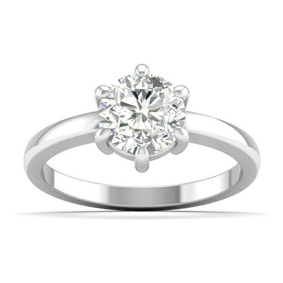 Jewelerix 1 CT Round Cut Ring 14K Gold Plated Moissanite Diamond Engagement Ring Proposal Forever One Her Birthday Gift Ring