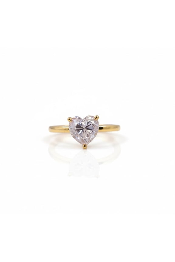 1 Carat Solitaire Heart-Cut Moissanite Engagement Ring in 14K Yellow Gold Vermeil, Vintage Style Jewelry Gift, Promise Ring
