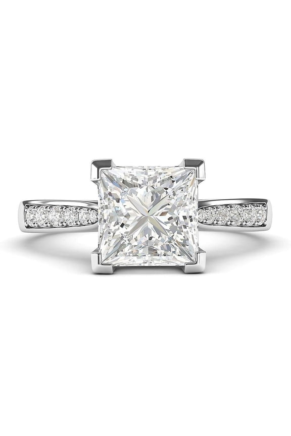 10k White Gold Solitaire 1.5 CT Princess Cut Ring Moissanite Diamond Engagement Ring Promise Bridal Ring