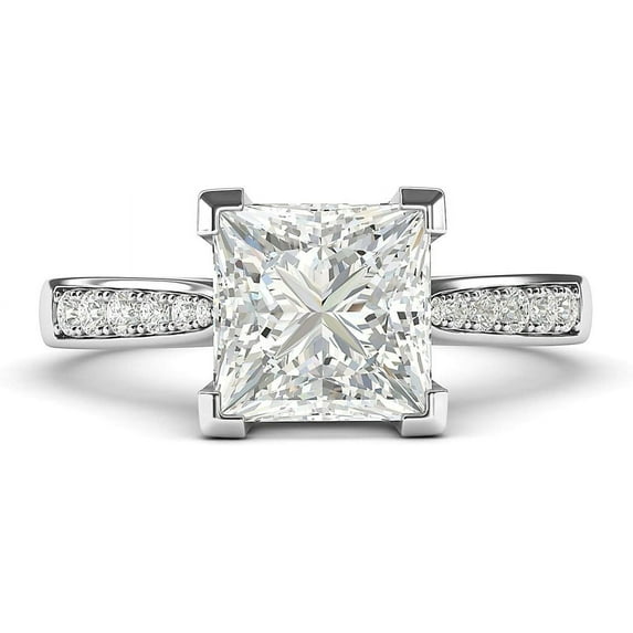 Jewelerix 10k White Gold Solitaire 1.5 CT Princess Cut Ring Moissanite Diamond Engagement Ring Promise Bridal Ring