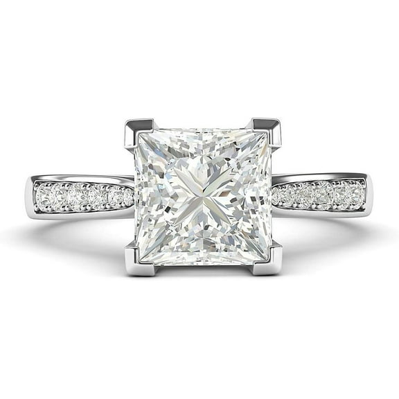 Jewelerix 10k White Gold Solitaire 1.5 CT Princess Cut Ring Moissanite Diamond Engagement Ring Promise Bridal Ring