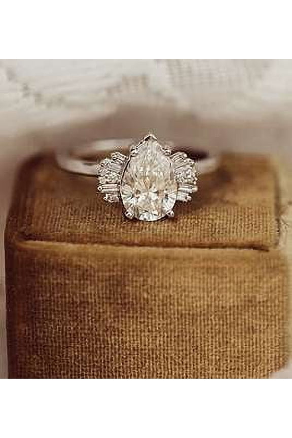 14K Pear Cut Ring Comfort Fit Ring Moissanite Diamond Engagement Ring 2 CT Wedding Promise Rings for Her