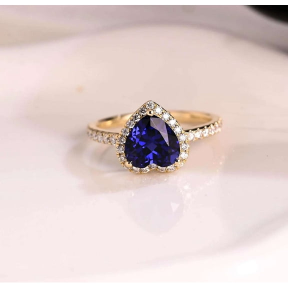 Jewelerix 14K Plated Yellow/Rose Gold Moissanite Diamond Engagement Ring 1.50 CT Heart Cut Ring Antique Wedding Promise Ring