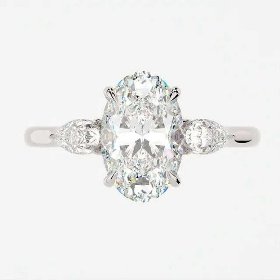Jewelerix 14K White/Yellow/Rose Gold Ring Oval Cut Moissanite Diamond Engagement Ring Birthday Gift for Sister