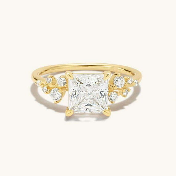 Jewelerix 14K Yellow Gold Ring princess Cut Moissanite Engagement Ring 1.30 CT Anniversary Gift for Women