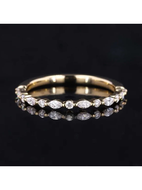 14K Yellow/Rose Gold Marquise Cut Ring 1.50 CT Moissanite Diamond Engagement Ring Handmade Jewelry Birthday Gift Ring