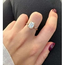 Jewelerix 18K Plated Moissanite Diamond Engagement Ring 2 CT Emerald Cut Ring Gorgeous Forever One Birthday Gift Ring