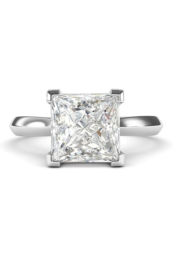 18K White Gold Vermeil Ring Princess Cut Diamond Engagement Ring 1 CT Anniversary Gift for Women