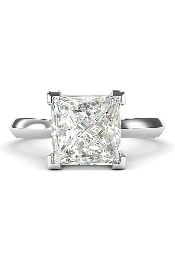 18K White Gold Ring Princess Cut Diamond Engagement Ring 1 CT Anniversary Gift for Women