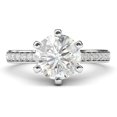 thumbnail image 1 of Jewelerix 2 CT Classic 6-Prong Simulated Diamond or Moissanite Engagement Ring Side Stones Promise Bridal Ring, 1 of 4